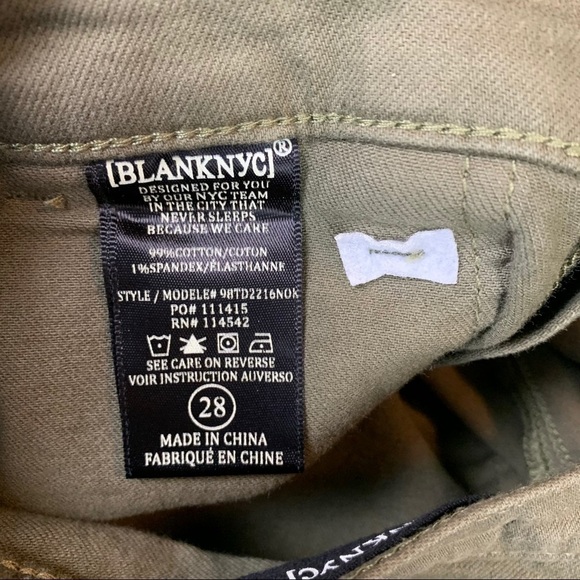 blank NYC Olive Green Jeans Size 28 - Picture 7 of 9